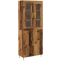 vidaXL Highboard 2 st Oudhout 69,5 x 34 x 180 cm Bewerkt hout