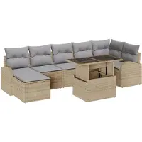 vidaXL Tuinbank Set 8 st Beige en Lichtgrijs poly rattan