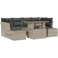 vidaXL Bankstel 7 st Lichtgrijs poly rattan