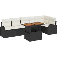 vidaXL Tuinbank Set 7 st Zwart en Crème