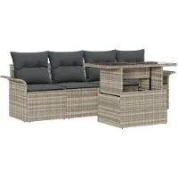 vidaXL Tuinbank Set met kussen 5 pcs Lichtgrijs Poly rattan