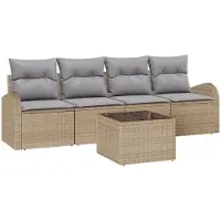 vidaXL Tuinbank Set Beige 55 x 55 x 37 cm poly rattan