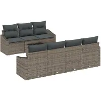 vidaXL Bankstel 8 st Grijs poly rattan