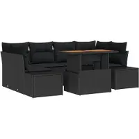 vidaXL Tuinset, 7-delig, zwart, polyrotan