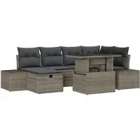 vidaXL Tuinbank Set 7 st Grijs poly rattan
