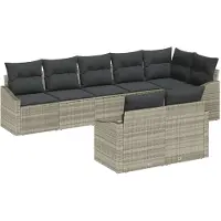 vidaXL Tuinbank Set 8 st Lichtgrijs poly rattan