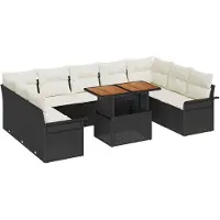 vidaXL Tuinbank Set 10 st Zwart en crème