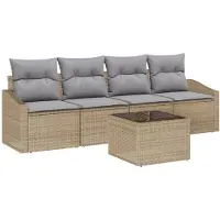 vidaXL Tuinbank Set 5 pcs Beige en Lichtgrijs 55 x 55 x 37 cm