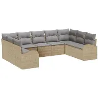 vidaXL Bankstel 9 st Beige [Synthetisch]: Poly Riet