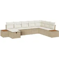 vidaXL Tuinbank Set 9 st Beige poly rattan