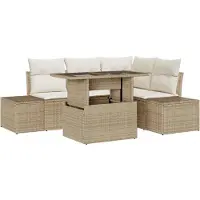 vidaXL Tuinbank Set 5 st Beige en Crème poly rattan