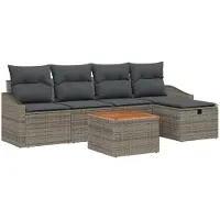 vidaXL Tuinbank Set 6 st Grijs poly rattan