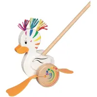 Goki Duwspeelgoed - - Eend Lou - Hout - 18 maanden - Glanzende Kleuren