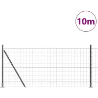 vidaXL Euro-hek met betonnen voetstuk 10 x 0,8 m PVC-Coated Staal Mesh