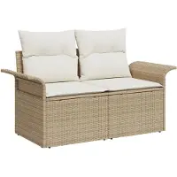 vidaXL Tuinbank Set 11 st Beige Poly Riet