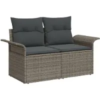vidaXL Tuinbank Set 11 st Grijs Poly Riet