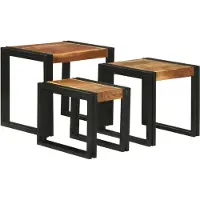 vidaXL Nesttafel 3 st Bruin en Zwart 50 x 40 x 45 cm