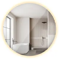 Tulup LED Spiegel - Spiegel LED - 50 cm x 50 cm - Ronde Spiegel LED Zonder Rand - LED-spiegel voor Badkamer - Warm Wit 3000K - Verlichte Spiegel - LED Industriële Wandspiegel