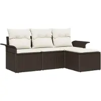 vidaXL Tuinbank Set 4 st Bruin poly rattan