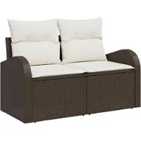 vidaXL Tuinbank Set 5 pcs 4-Seater Bruin en crèmekleurig poly rattan