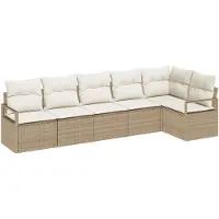 vidaXL Tuinbank Set 6 st Beige en Wit poly rattan
