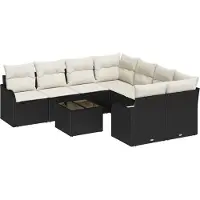 vidaXL Tuinbank Set 9 st 8-Aantal zitplaatsen Zwart en Crème