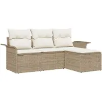 vidaXL Tuinset met 4 zitplaatsen, beige, van polyrotan