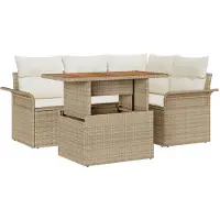 vidaXL Tuinset met 5 zitplaatsen, beige, van polyrotan