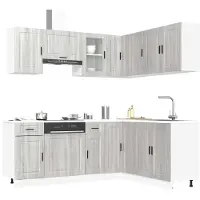 vidaXL 11-delige Keukenkastenset Porto bewerkt hout grijs sonoma eiken