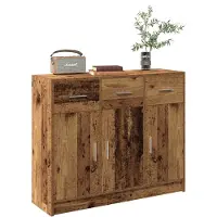 vidaXL Dressoir 91x28x75 cm bewerkt hout oud houtkleurig