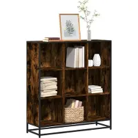 vidaXL Boekenkast 97,5x33x107,5 cm hout en metaal gerookt eikenkleurig