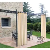 Briconess Tenda voor tuinhuis met oogjes en knopen, afmetingen 160 cm x 270 cm - Beige