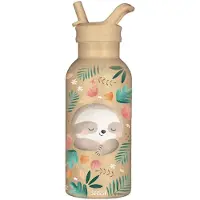 SASSI JUNIOR - Isotherme rvs kinderfles (350 ml) - dieren - Beige 21 x 7 cm