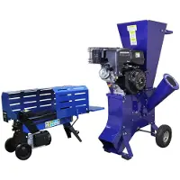 Monster T-Mech Bundel: Houtklover 370 mm/ 15 Pk Hakselaar 102 mm max - hout versnipperen - hout splijten - GRATIS veiligheidsuitrusting - hout versnipperaar
