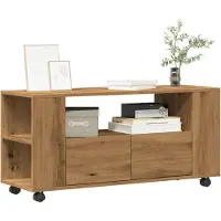 vidaXL Tv-meubel met wielen 102x34,5x43 cm hout artisanaal eiken