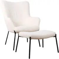 Happy Garden Fauteuil in ecru badstof met voetsteun EIRA