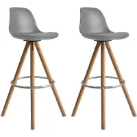 Happy Garden Set van 2 TOBIAS Scandinavische krukjes grijs met kussen