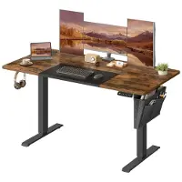 Helloshop26 Elektrische zit-sta bureau met hoogteverstelling, geheugen voor 4 hoogtes, staalframe met zak.