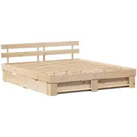 vidaXL Bedframe met hoofdeinde Bruin 200 x 200 cm Massief grenenhout