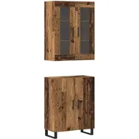vidaXL Highboard 2 pcs Oud hout 69,5 x 34 x 180 cm Bewerkt hout