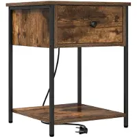 vidaXL Nachtkastje met lade Rook Eiken 42 x 41 x 56 cm Bewerkt hout