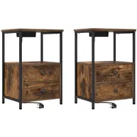 vidaXL Nachtkastje 2 st Rook Eiken 40 x 31 x 60 cm Bewerkt hout