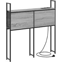 vidaXL Opslage hoofdbord met oplaadstation Grijs sonoma Bewerkt hout