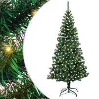 vidaXL Kunststof Voorverlichte Kerstboom Groen 240 cm PVC en Metalen