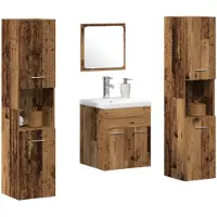 vidaXL Badkamermeubel Set Wandgemonteerd 4 pcs Oud Hout Bewerkt hout