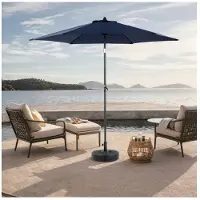 MUVOE Rechthoekige dubbelzijdige parasol van 2,7 m met een draaiknop (marineblauw) (zonder voet)
