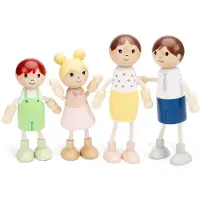 New Classic Toys Houten miniatuurpoppen - NIEUWE KLASSIEKE SPEELGOED - 4 figuren - 12 cm - Beige - Voor kinderen vanaf 3 jaar