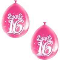 Folat Sweet 16 verjaardag ballonnen - 24x stuks - roze - 16 jaar verjaardag feestartikelen