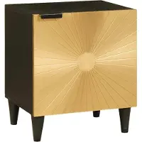 vidaXL Nachtkastje Zwart en Goud 40 x 33 x 46 cm Bewerkt hout