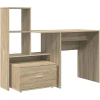vidaXL Bureau Sonoma Eik Bewerkt hout 131,5 x 50 x 106,5 cm